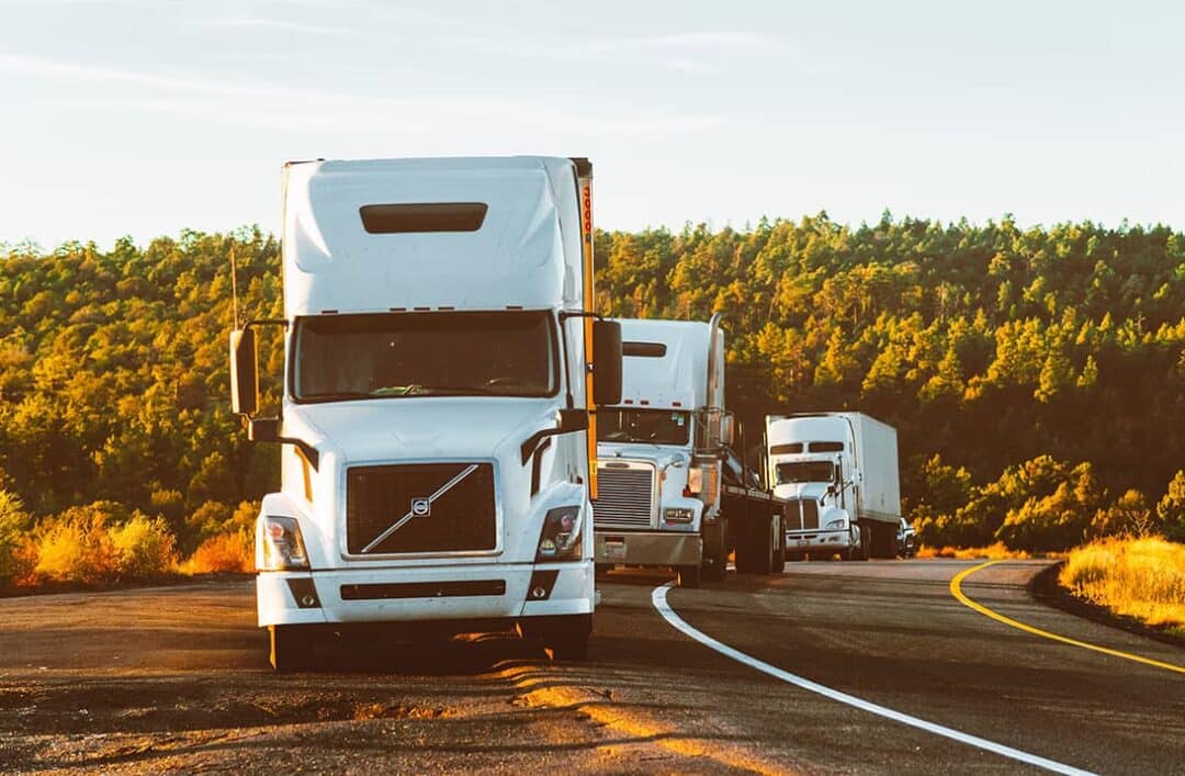 trucks on road