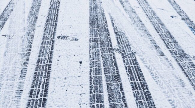 tire tracks in snow
