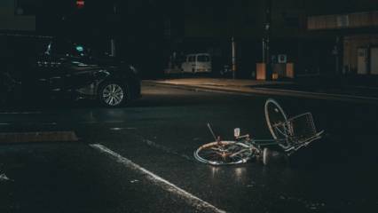 bike crashed on road