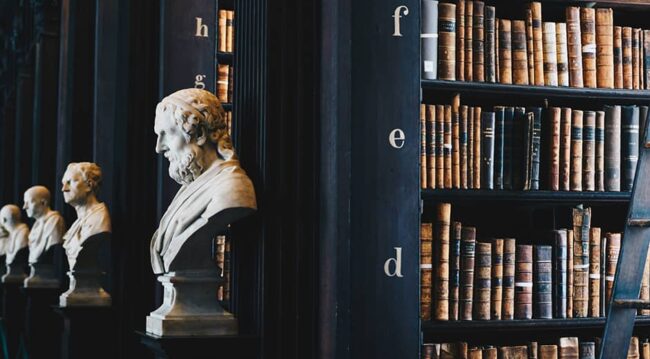 books with statue