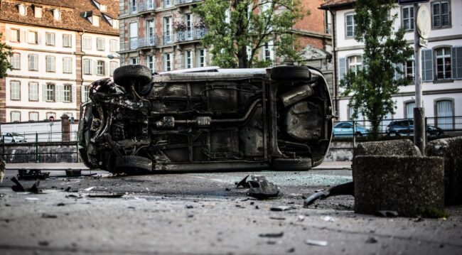 flipped car
