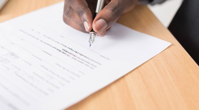 signing document
