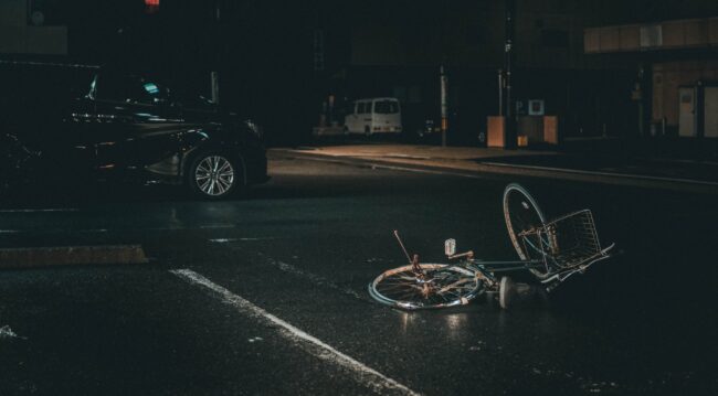 crashed bike on road