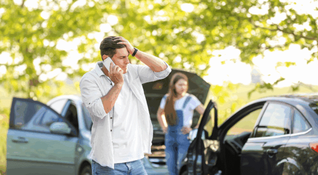 man on phone after accident