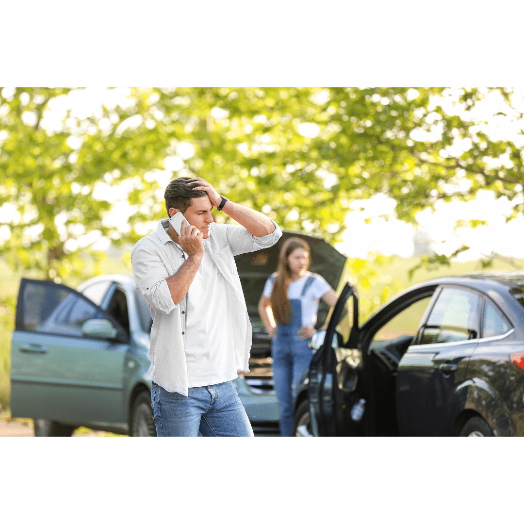 man on phone after accident