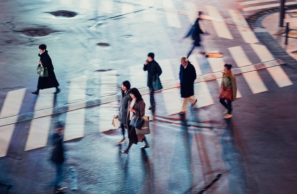 pedestrians on cross walk