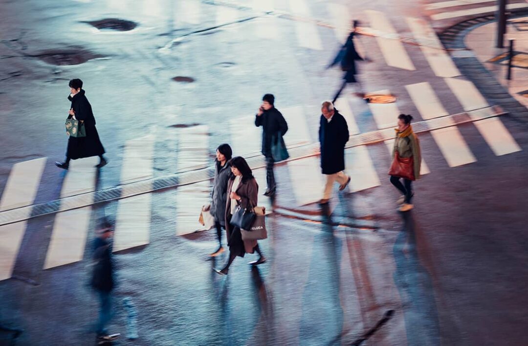 pedestrians on cross walk